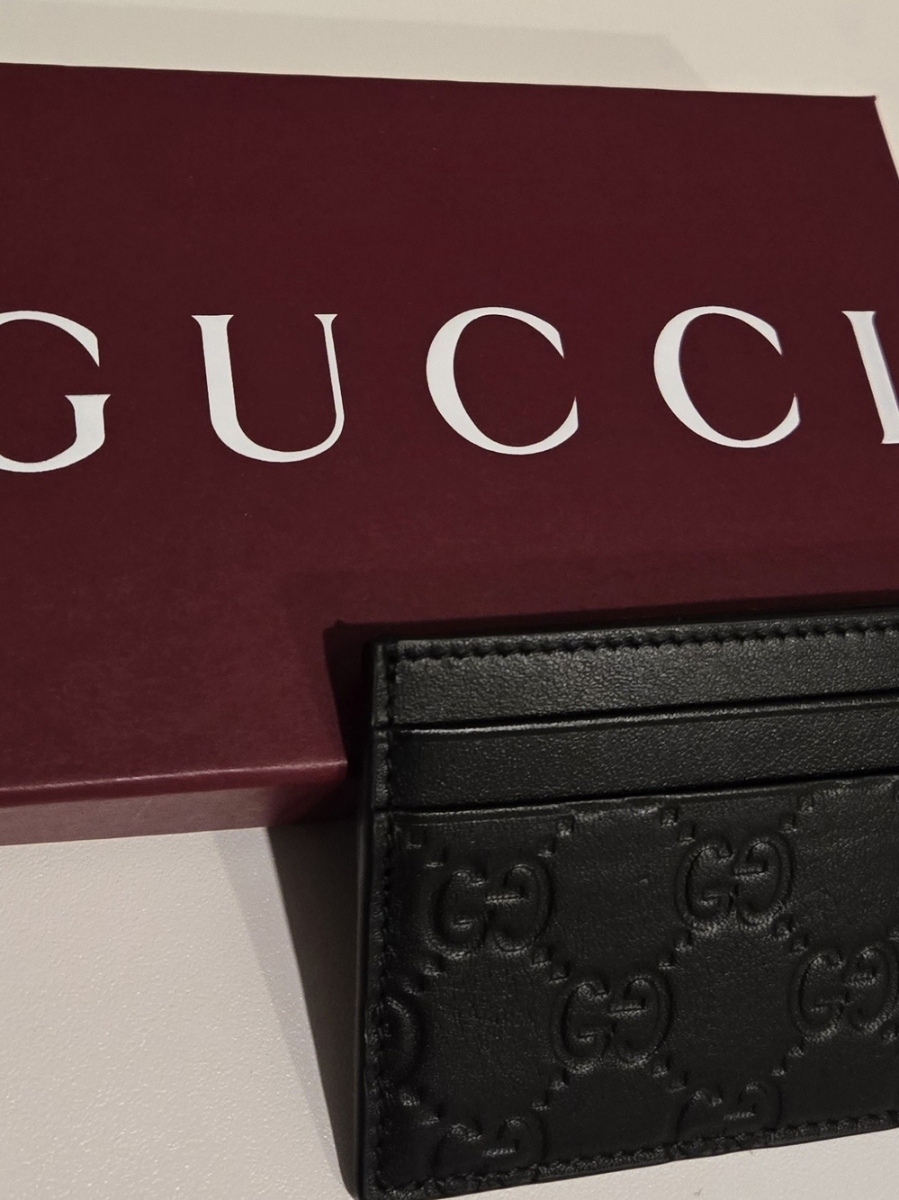 Gucci Black Embossed GG Leather Card Holder - Picture 4 of 5